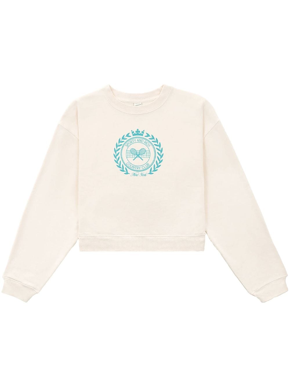 Sporty & Rich logo-print cotton cropped sweatshirt - White von Sporty & Rich