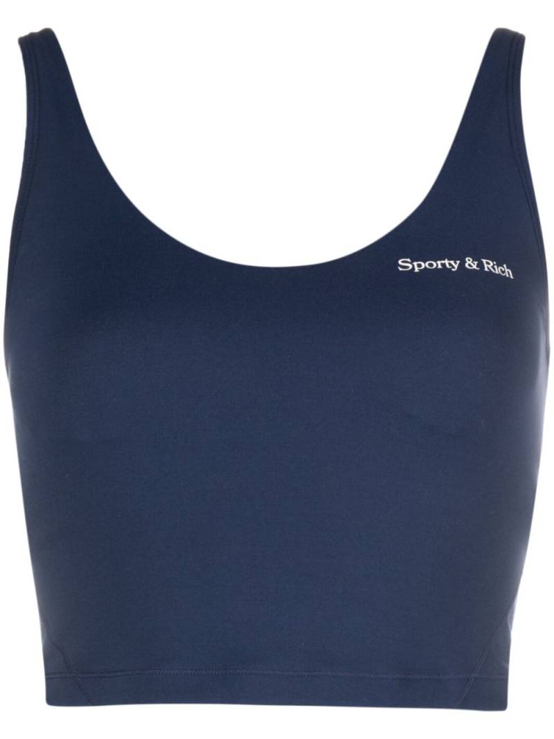 Sporty & Rich logo-print cotton cropped top - Blue von Sporty & Rich