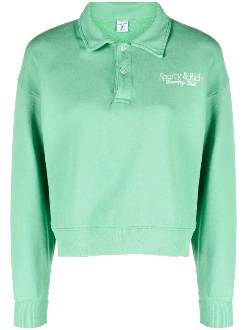 Sporty & Rich logo-print cotton polo shirt - Green von Sporty & Rich