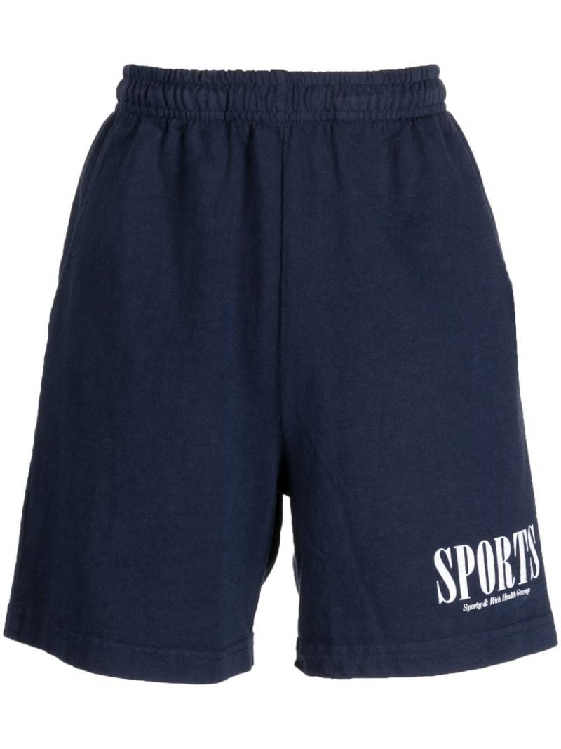 Sporty & Rich logo-print cotton shorts - Blue von Sporty & Rich