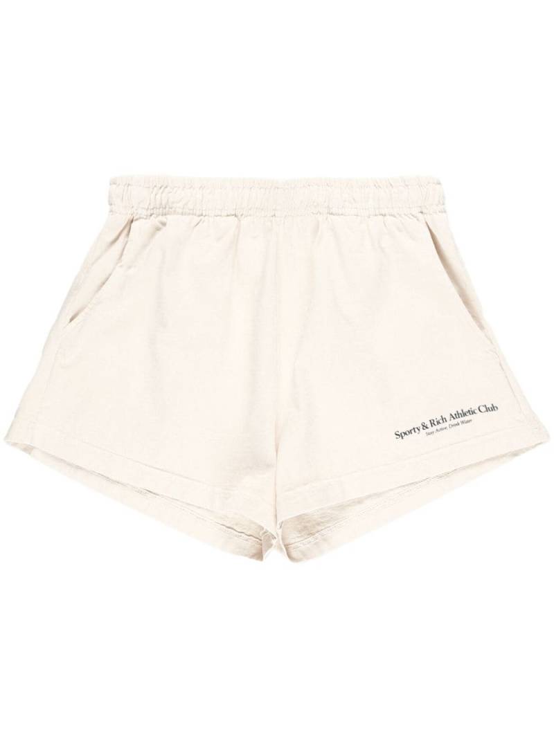 Sporty & Rich logo-print cotton shorts - Neutrals von Sporty & Rich