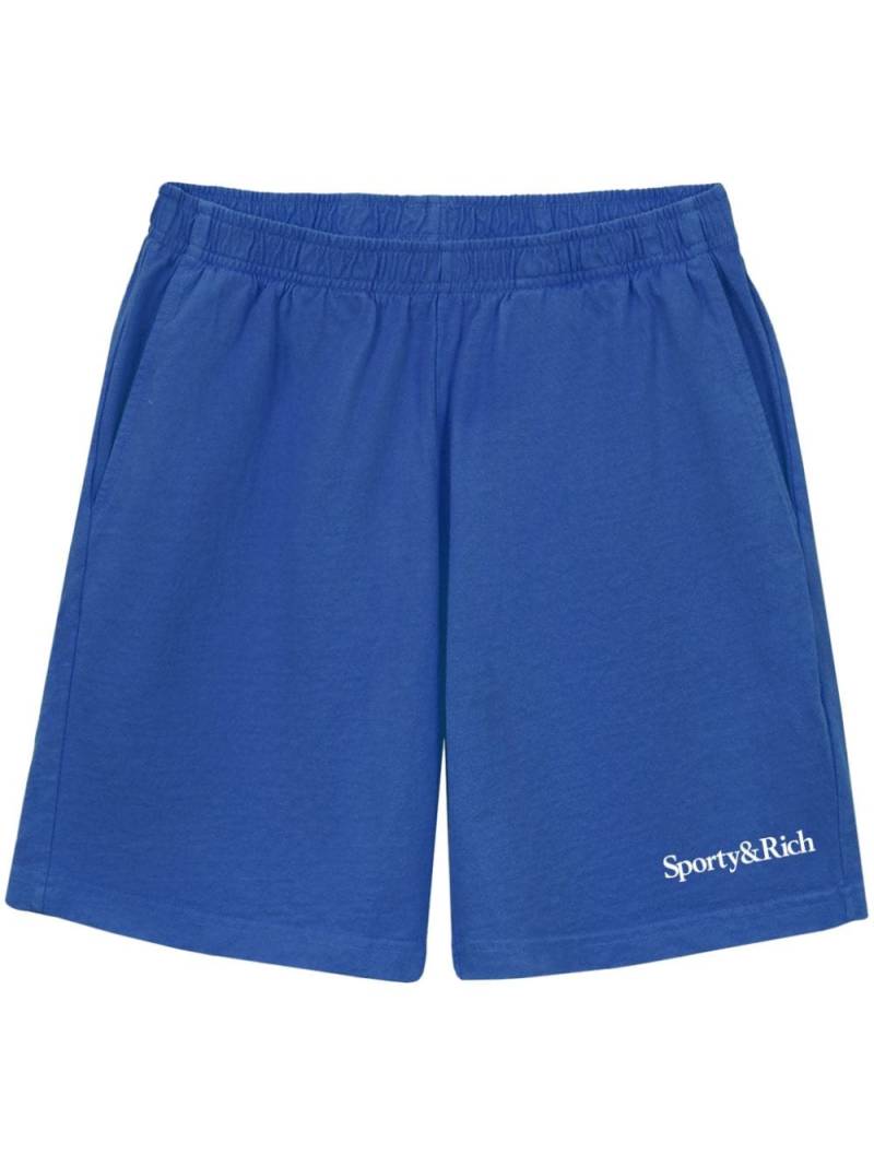 Sporty & Rich logo-print cotton track shorts - Blue von Sporty & Rich