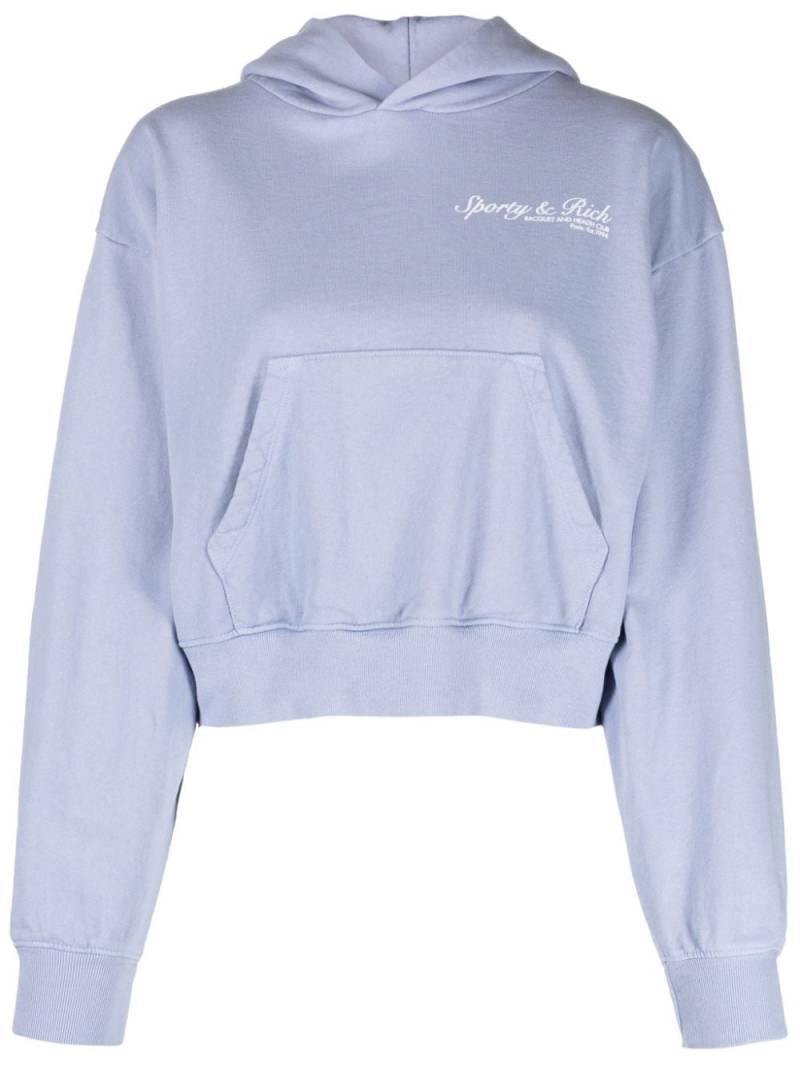 Sporty & Rich logo-print cropped hoodie - Blue von Sporty & Rich