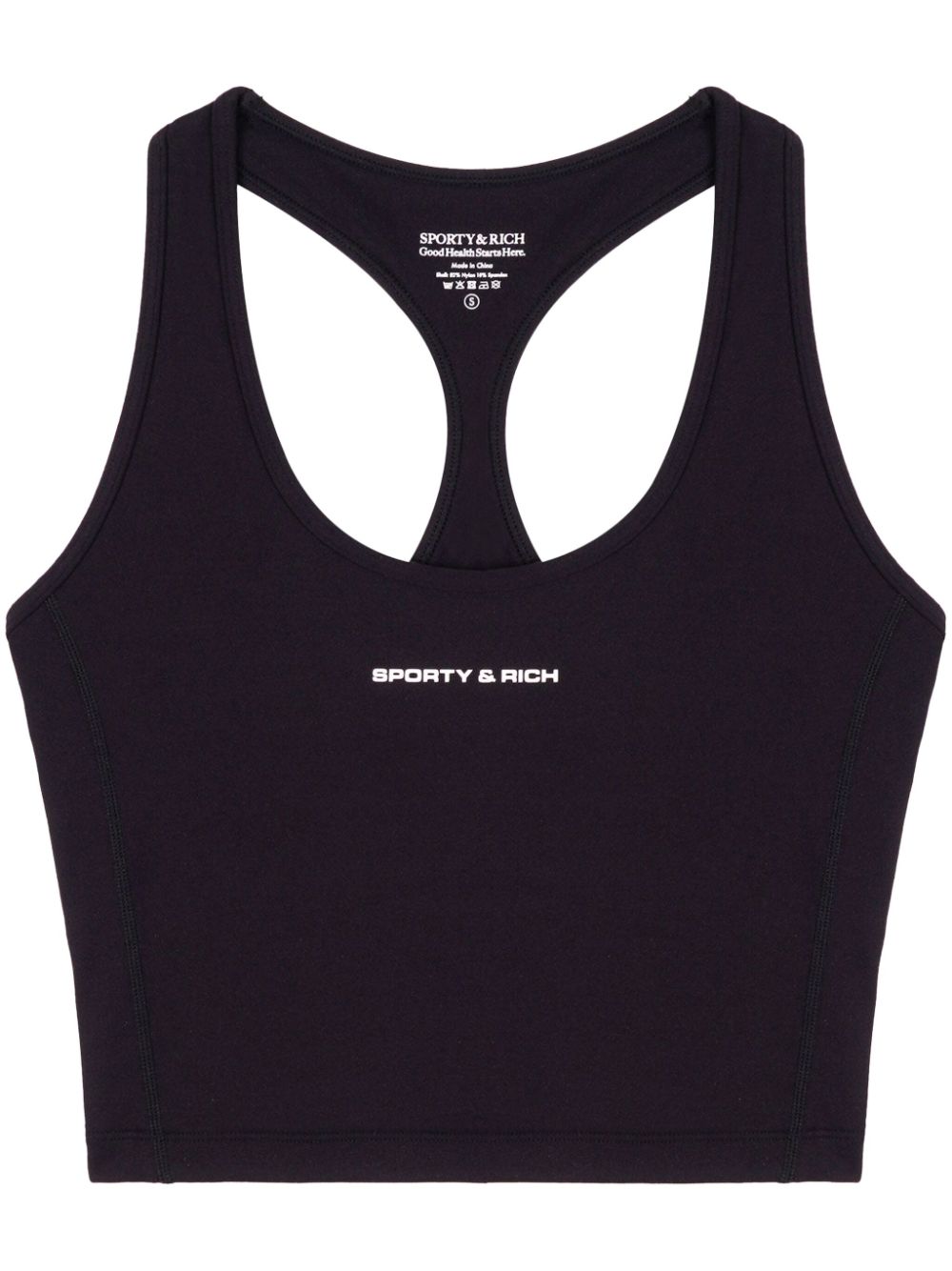 Sporty & Rich logo-print cropped tank top - Black von Sporty & Rich