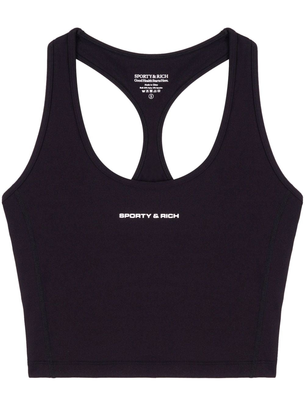 Sporty & Rich logo-print cropped tank top - Black von Sporty & Rich