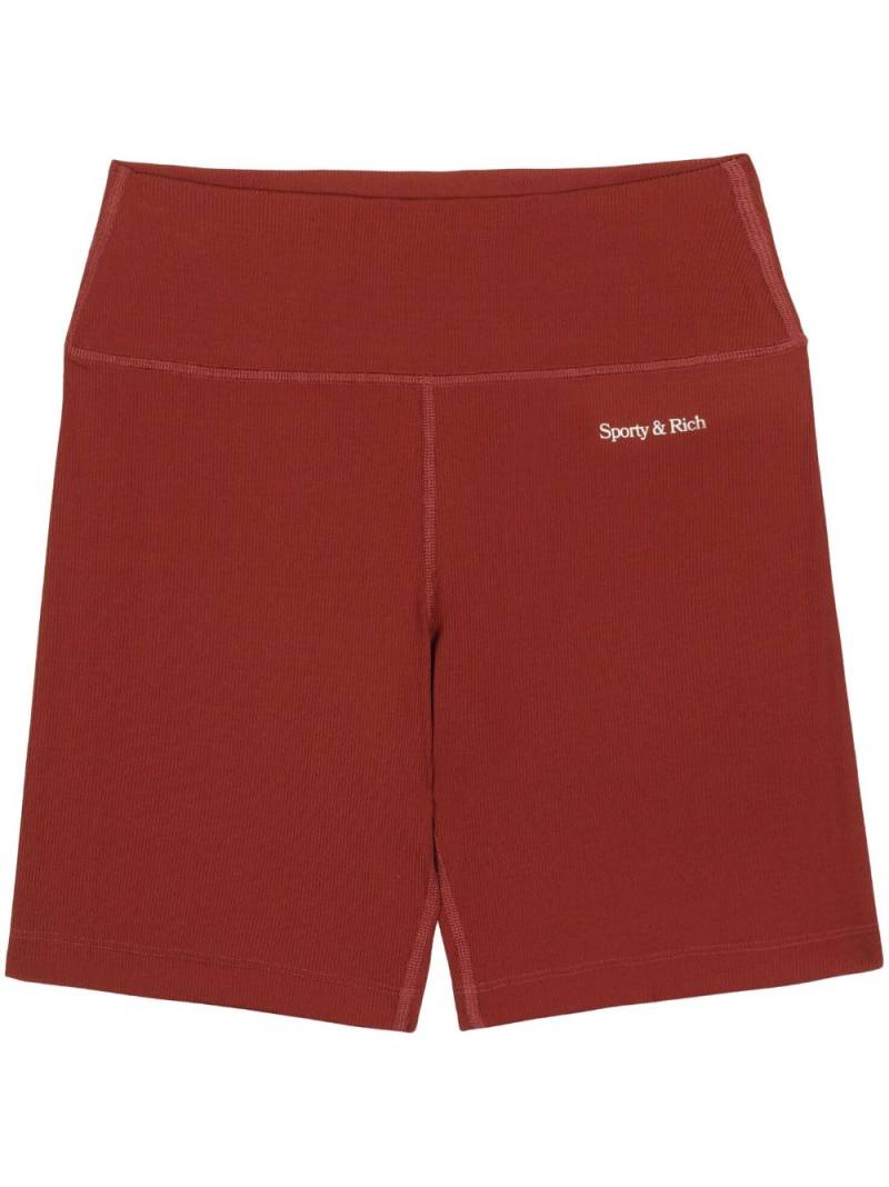 Sporty & Rich logo-print elasticated-waistband biker shorts - Red von Sporty & Rich