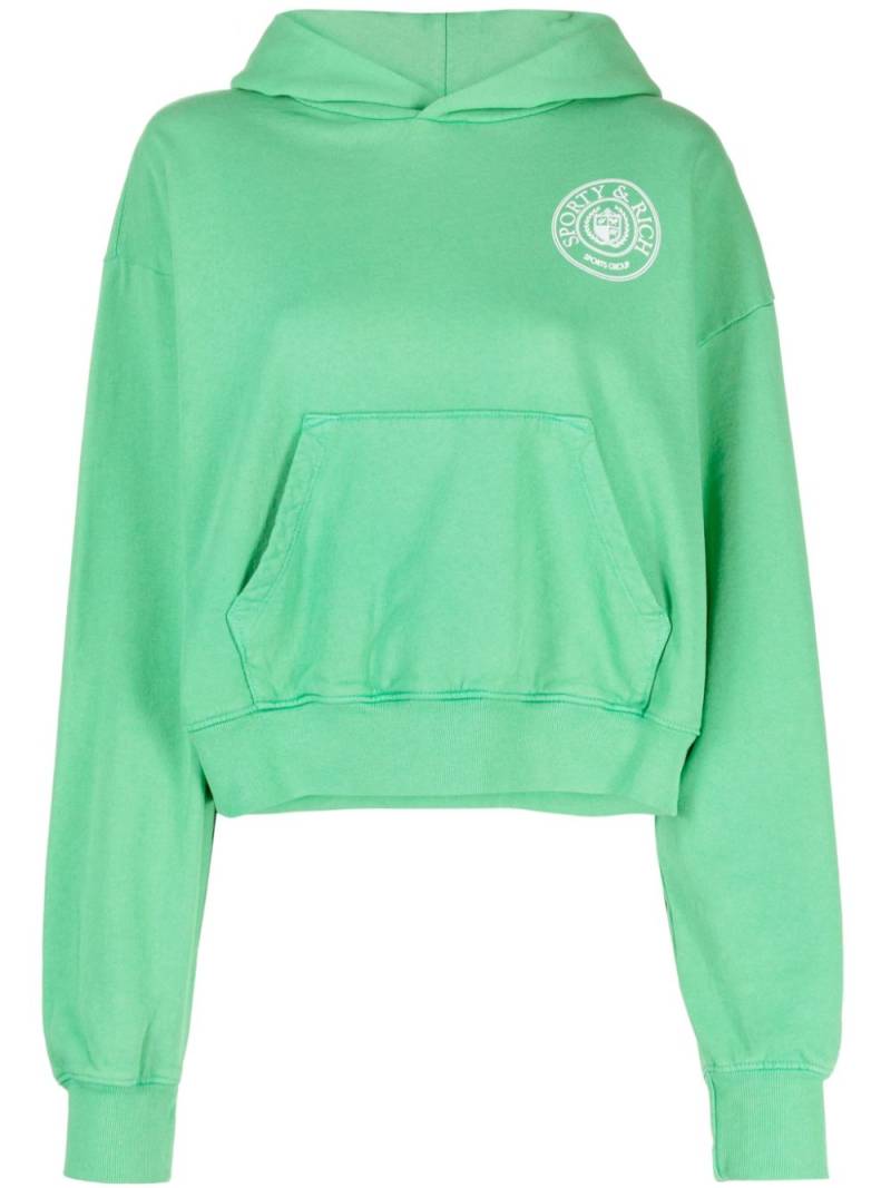 Sporty & Rich logo-print jersey hoodie - Green von Sporty & Rich