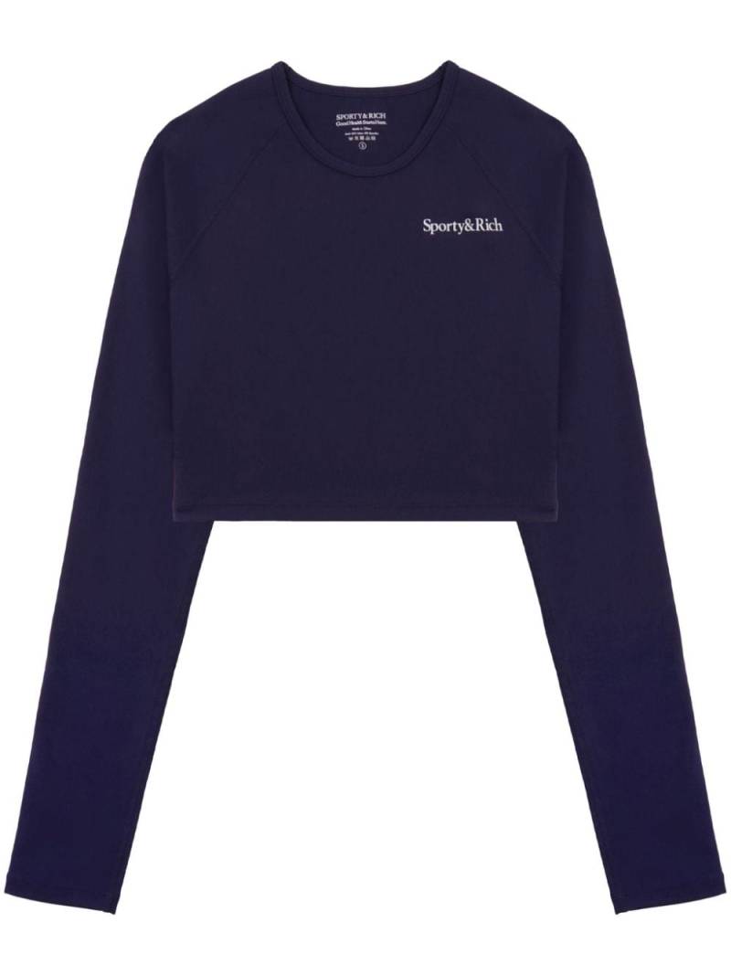 Sporty & Rich logo-print long-sleeve T-shirt - Blue von Sporty & Rich