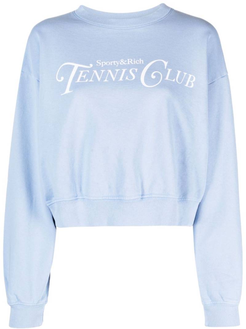 Sporty & Rich slogan-print cropped sweatshirt - Blue von Sporty & Rich