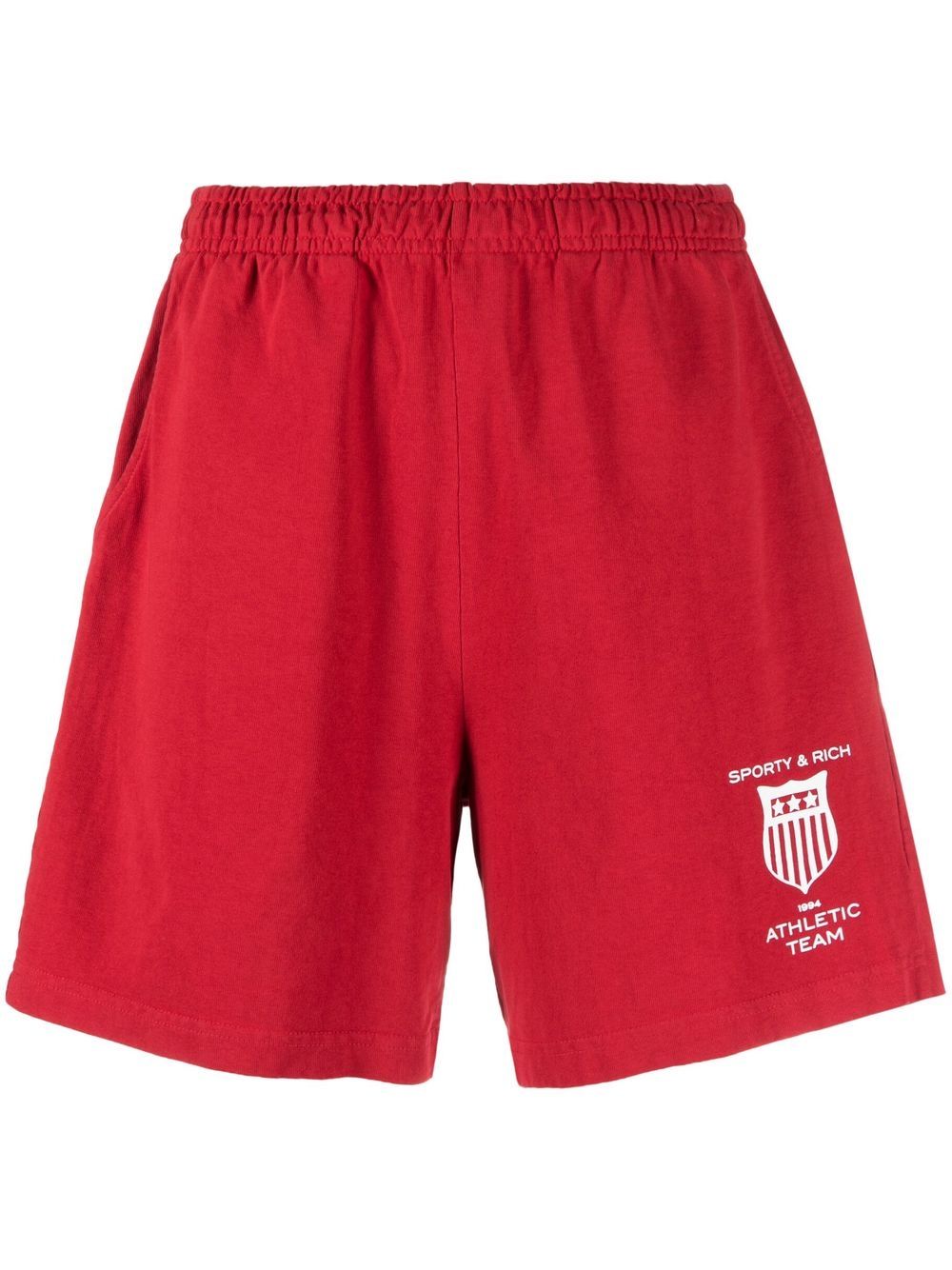 Sporty & Rich logo-print track shorts - Red von Sporty & Rich