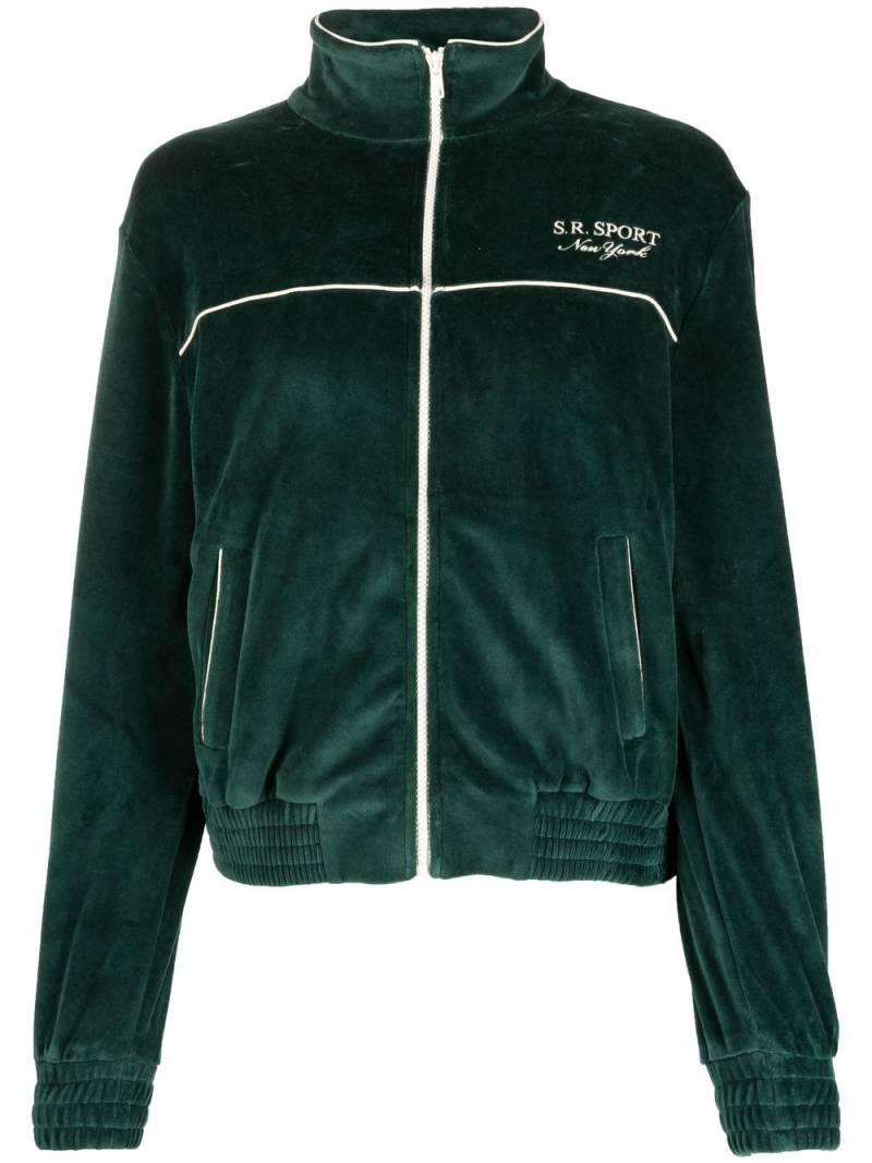 Sporty & Rich logo-print velvet track jacket - Green von Sporty & Rich