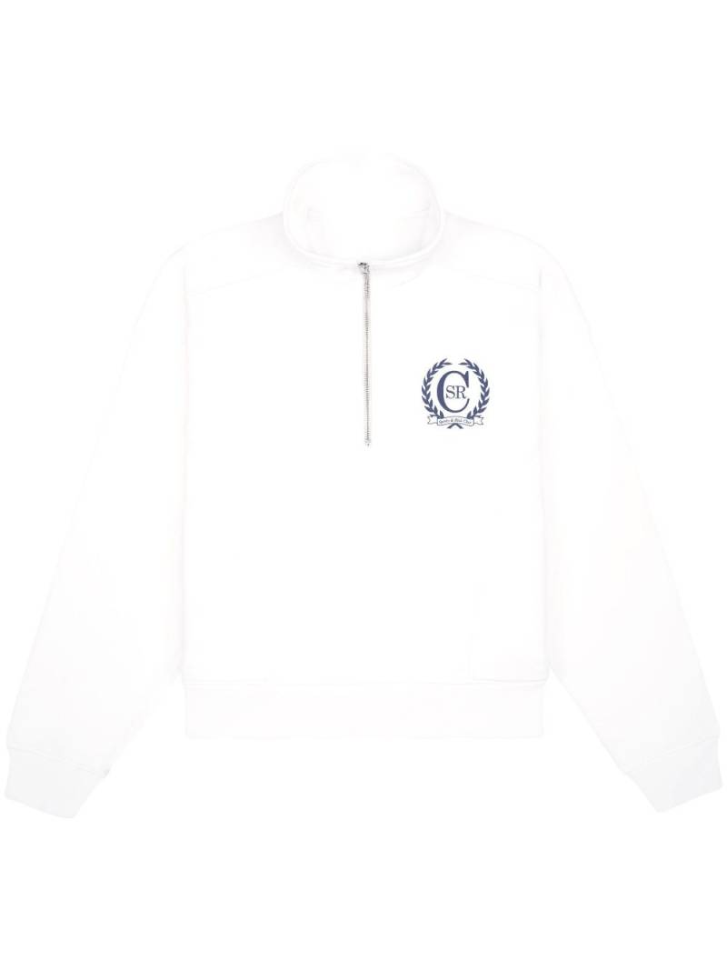 Sporty & Rich logo-print zipped cotton jumper - White von Sporty & Rich