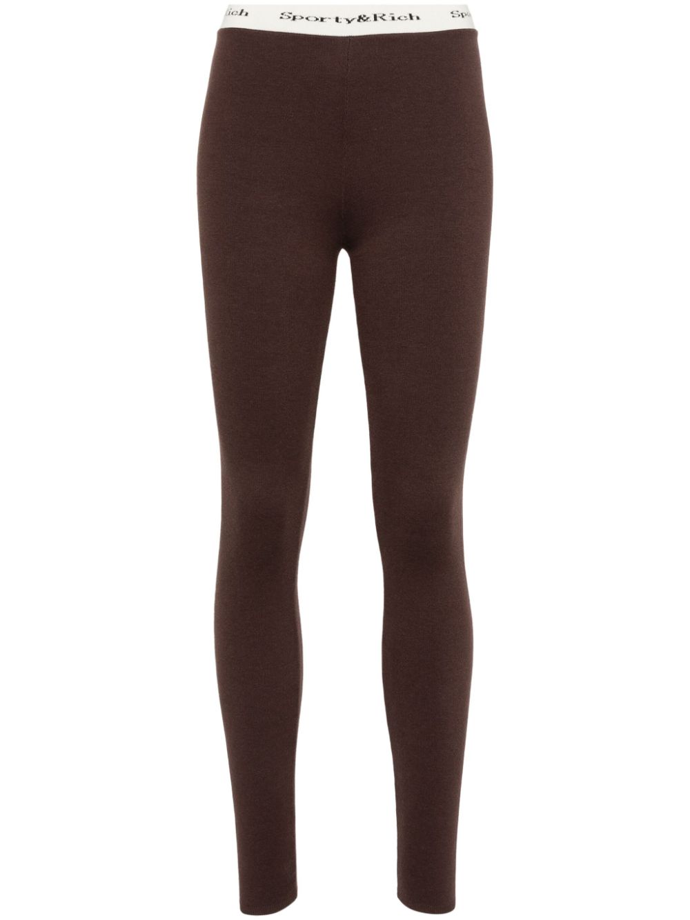 Sporty & Rich logo-waistband knitted leggings - Brown von Sporty & Rich