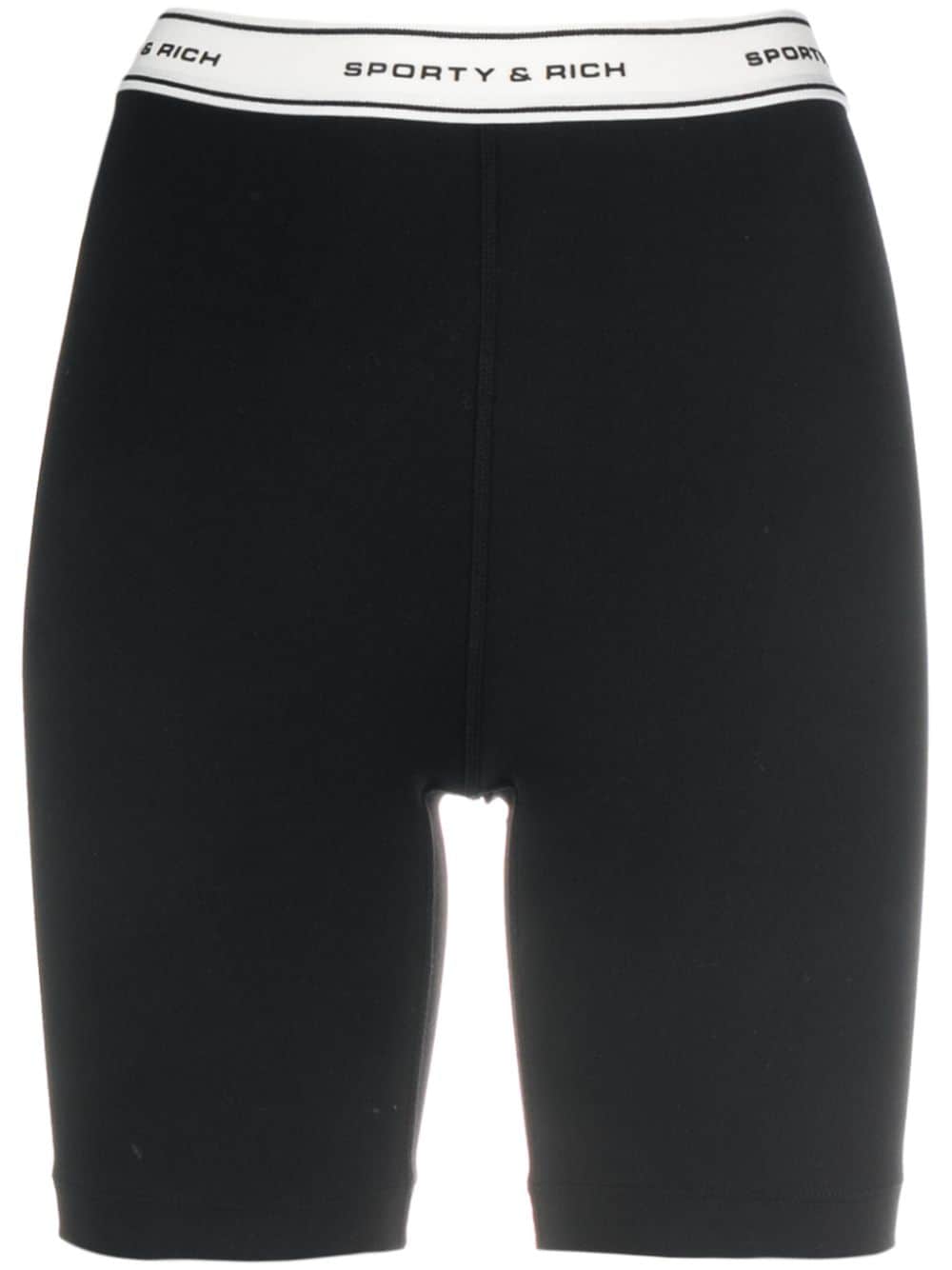 Sporty & Rich logo-waistband shorts - Black von Sporty & Rich