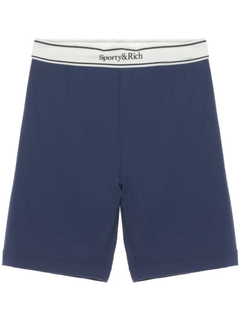 Sporty & Rich logo-waistband shorts - Blue von Sporty & Rich