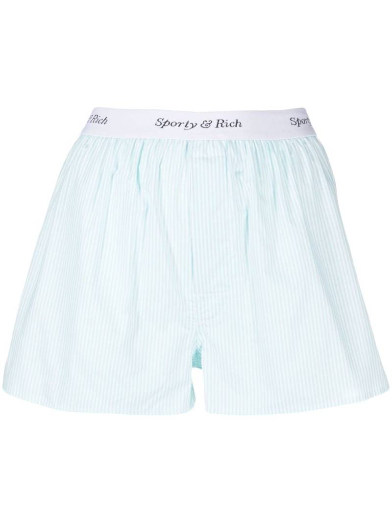 Sporty & Rich logo-waistband striped boxer shorts - Blue von Sporty & Rich