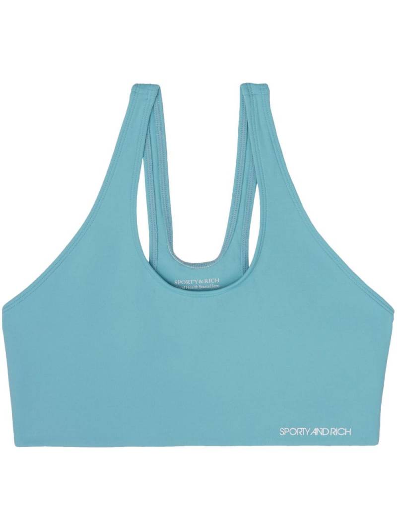 Sporty & Rich seamless logo-print sports bra - Blue von Sporty & Rich