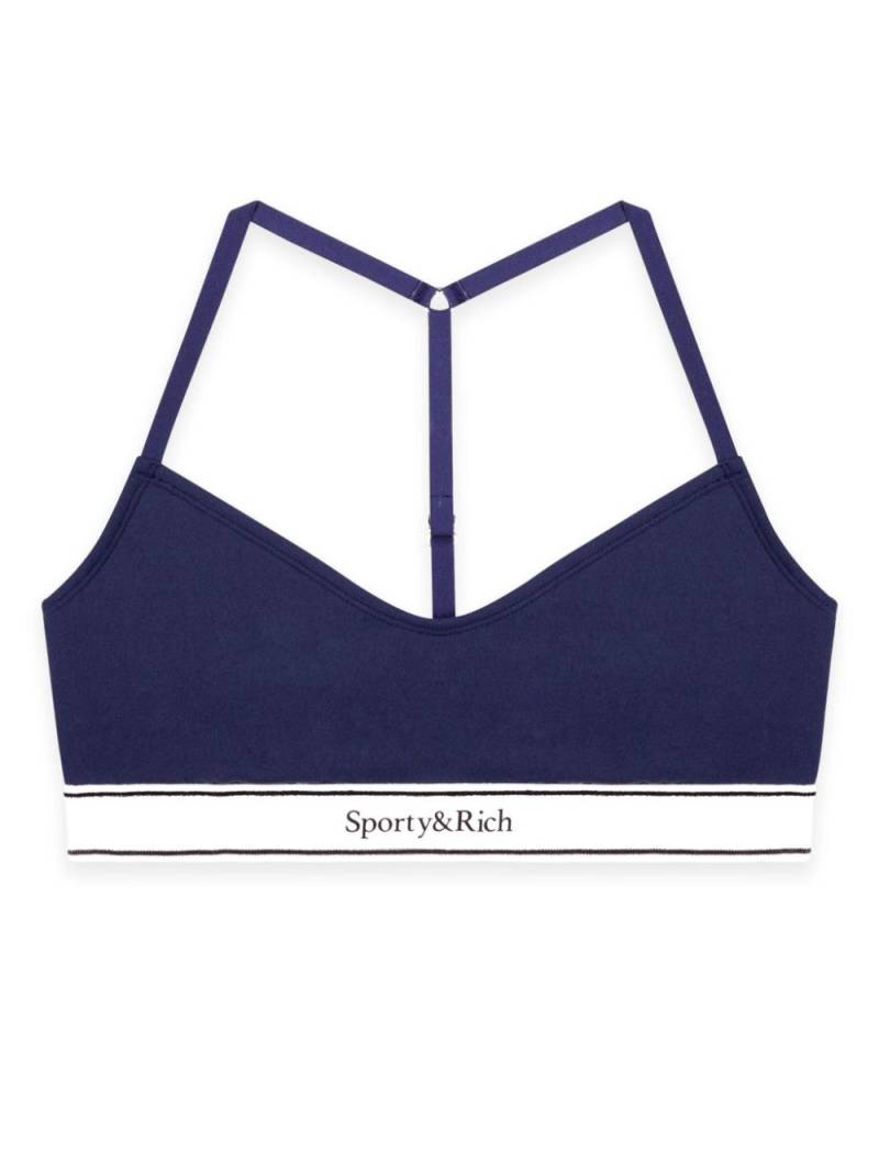 Sporty & Rich serif-logo sports bralette - Blue von Sporty & Rich