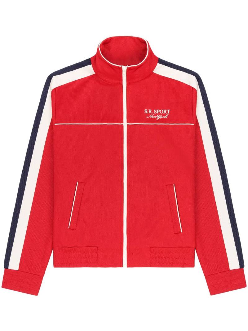 Sporty & Rich stripe-detail zip-up track jacket - Red von Sporty & Rich