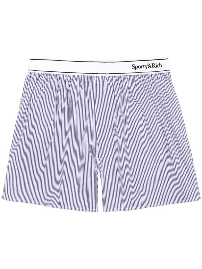 Sporty & Rich striped mid-rise shorts - Blue von Sporty & Rich