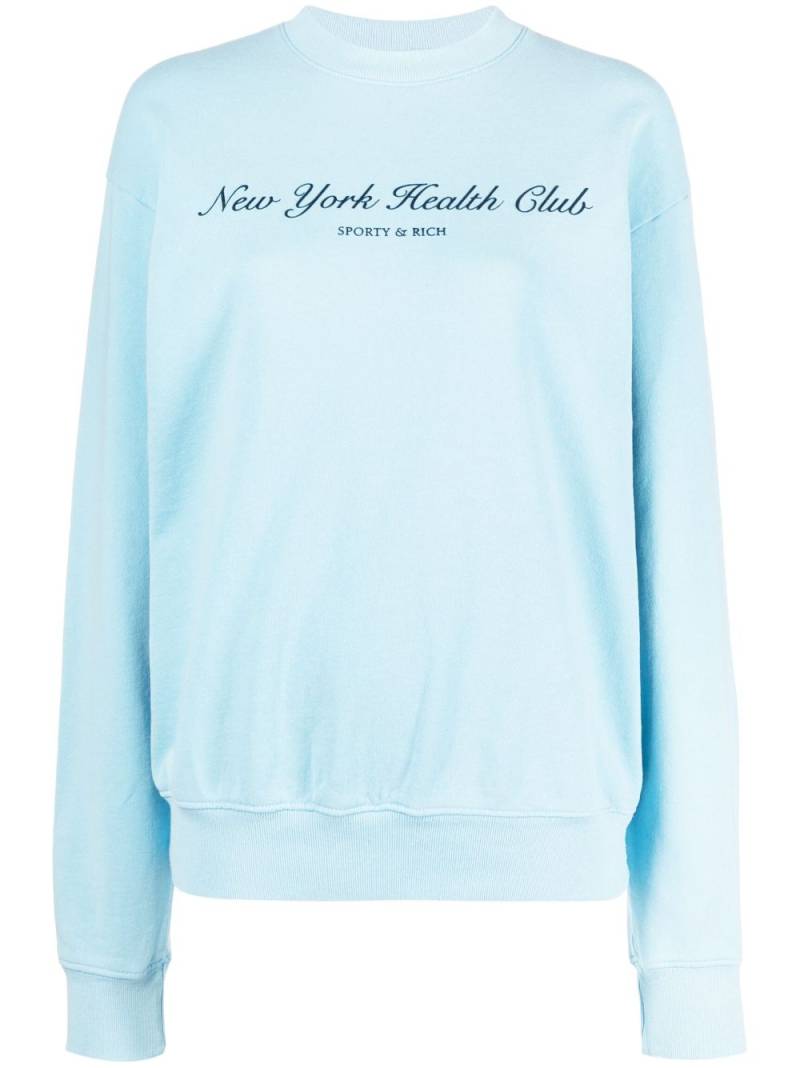 Sporty & Rich text-print cotton sweatshirt - Blue von Sporty & Rich