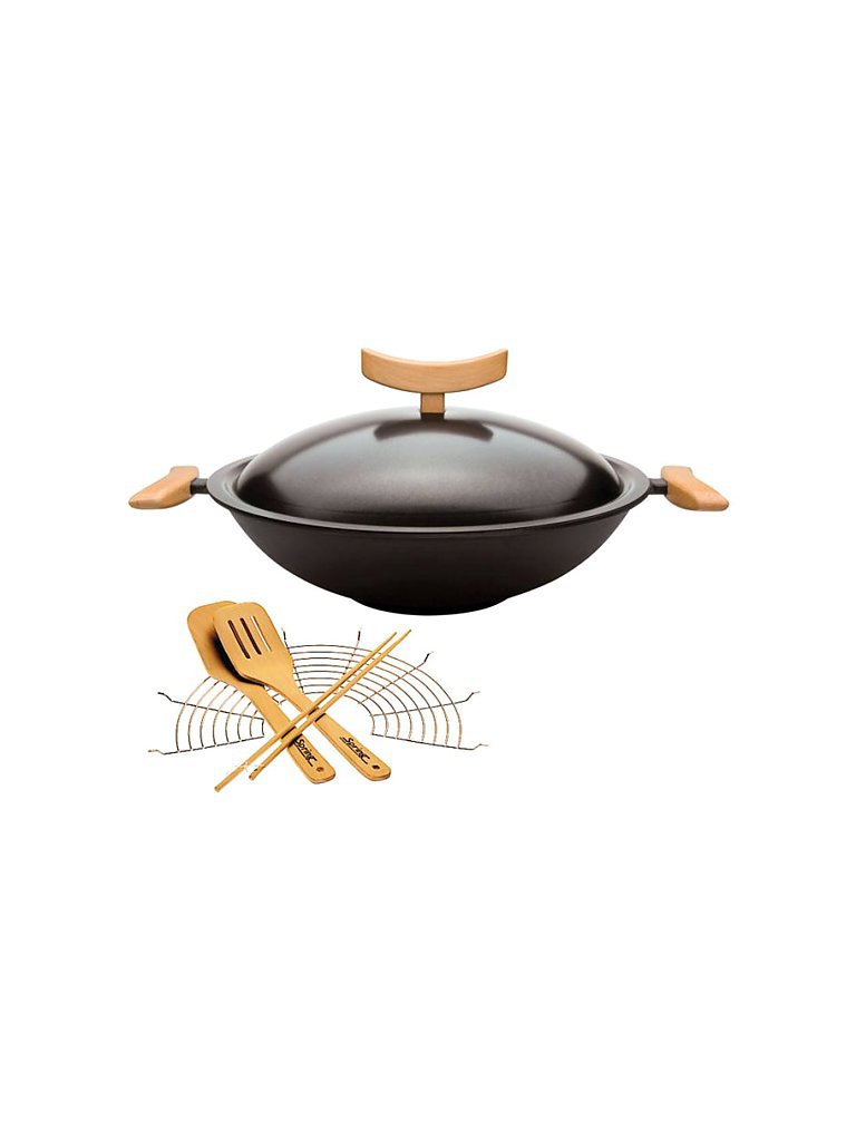 SPRING Guss-Wok Set mit Rost 35cm  schwarz von Spring