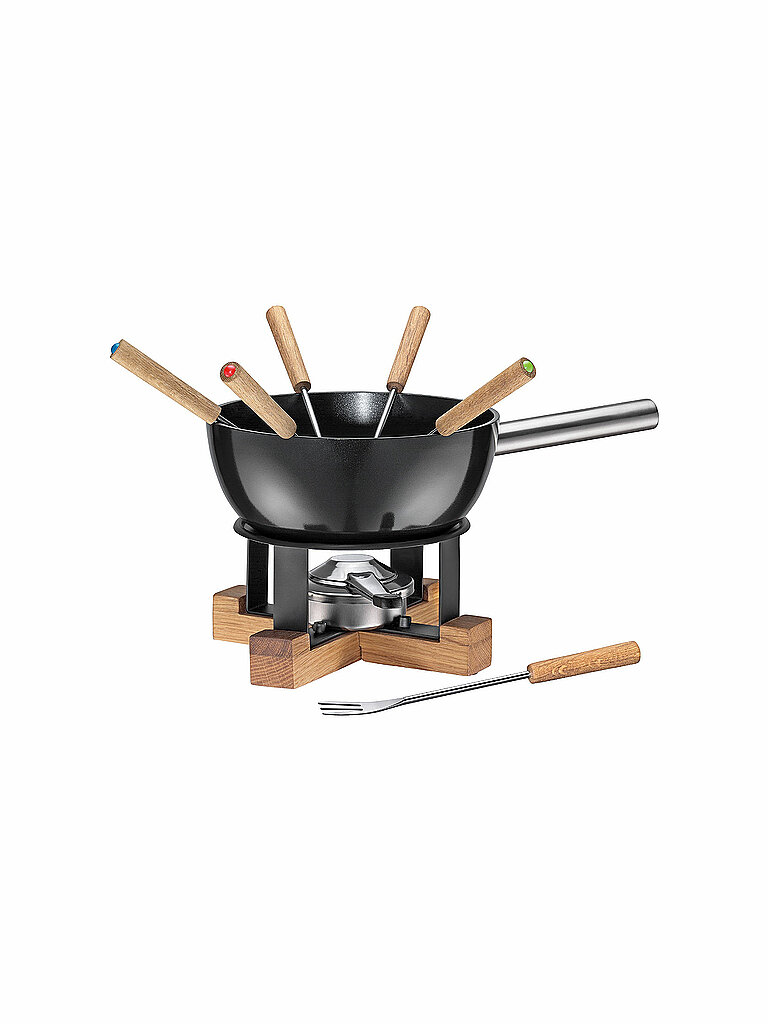 SPRING Käsefondue-Set Lausanne 23cm/2l Schwarz/Eiche  schwarz von Spring