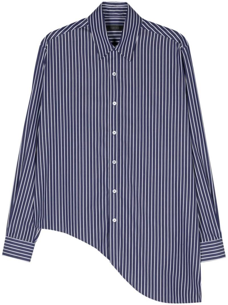 Ssheena slogan-print striped asymmetric shirt - Blue von Ssheena