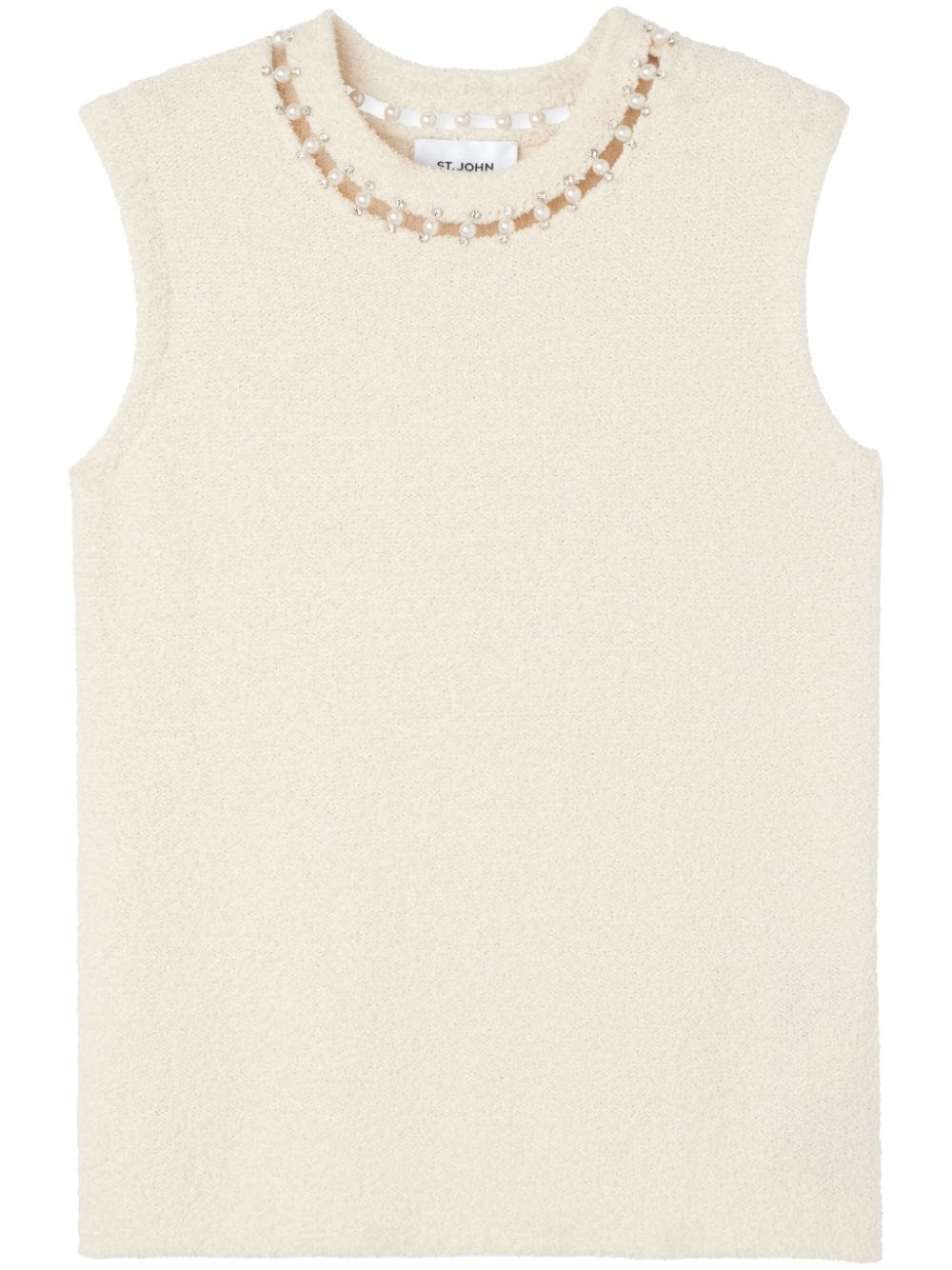 St. John bead-embellished bouclé vest - Neutrals von St. John