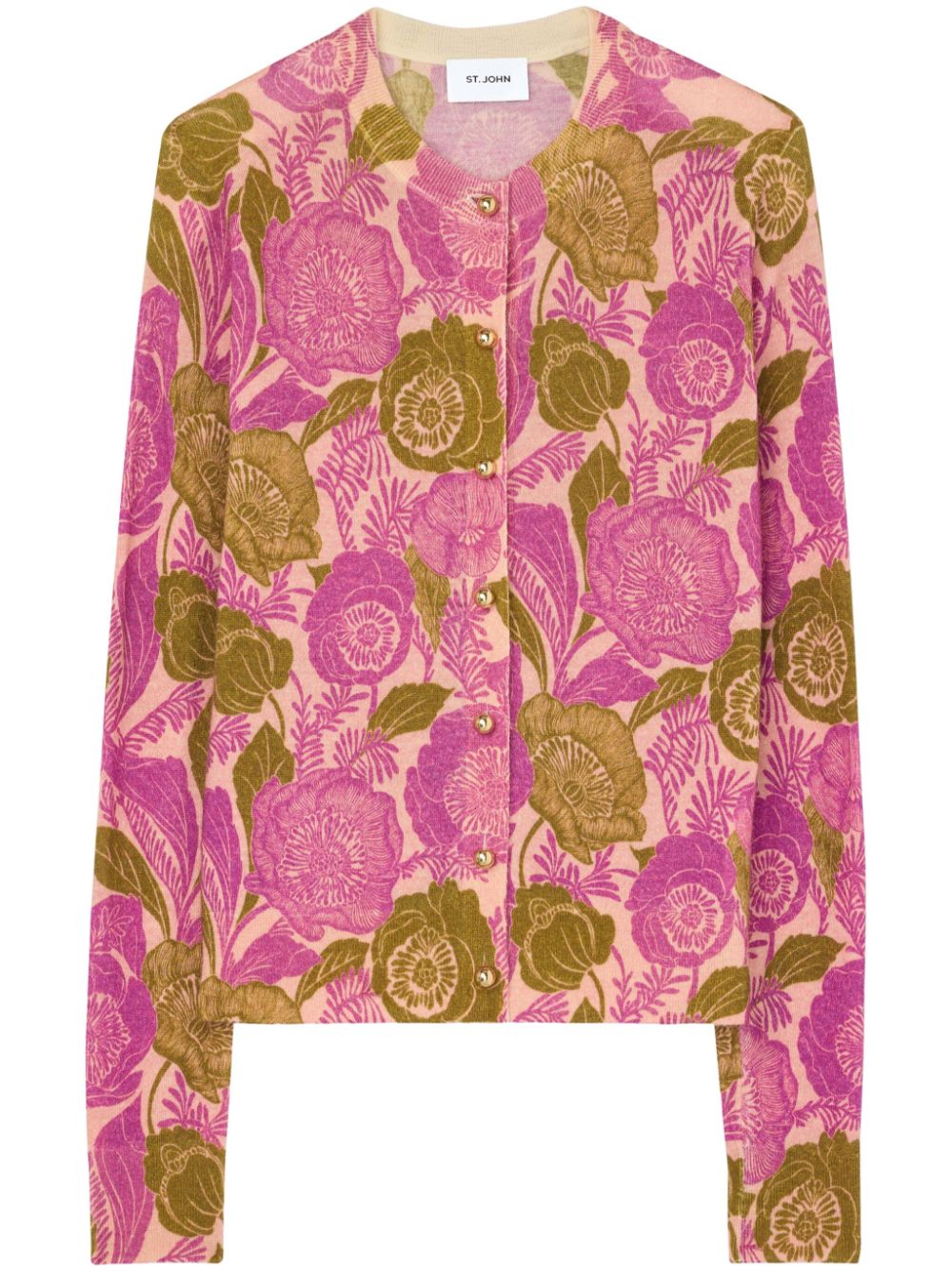 St. John floral-print organic wool cardigan - Pink von St. John