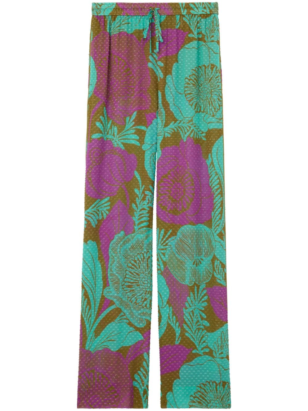 St. John floral-print wide-leg trousers - Green von St. John