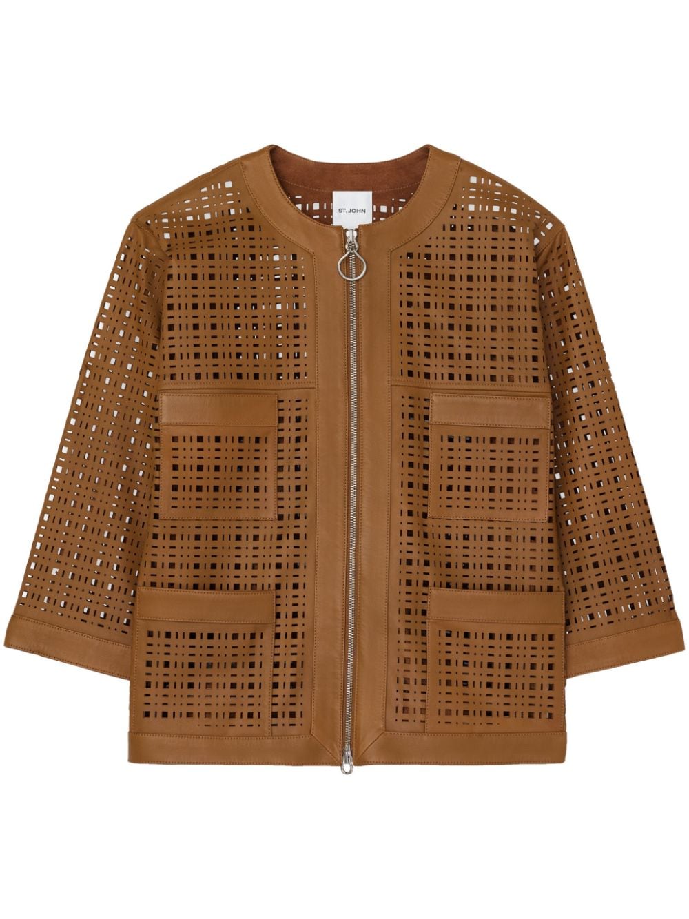 St. John laser-cut leather jacket - Brown von St. John