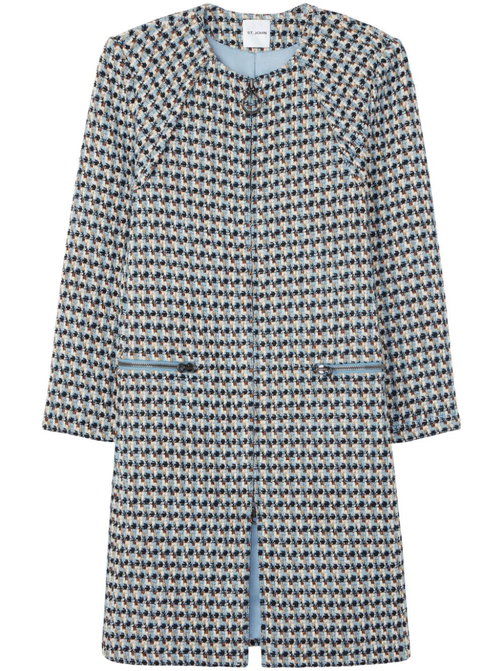 St. John single-breasted tweed coat - Blue