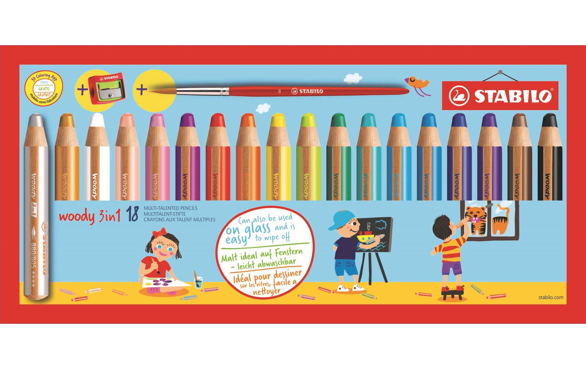 STABILO Buntstift »Woody 3 in 1 mi«, Wasservermalbar STABILO Buntstift »Woody 3 in 1 mi«, Wasservermalbar von Stabilo