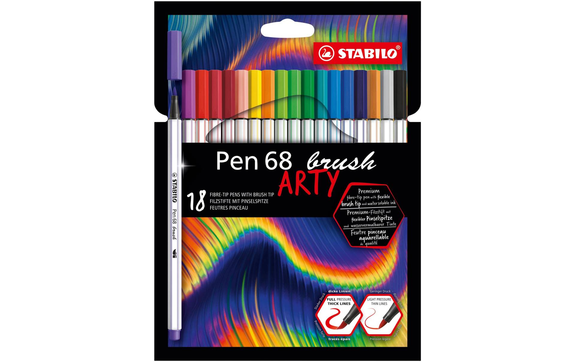 STABILO Faserstift »Pen68 ARTY 18 St«, Wasservermalbar STABILO Faserstift »Pen68 ARTY 18 St«, Wasservermalbar von Stabilo