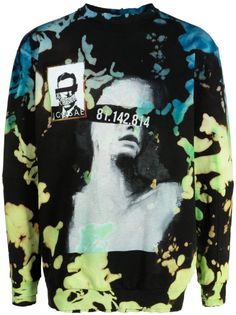 Stain Shade bleached-effect graphic-print cotton sweatshirt - Black von Stain Shade