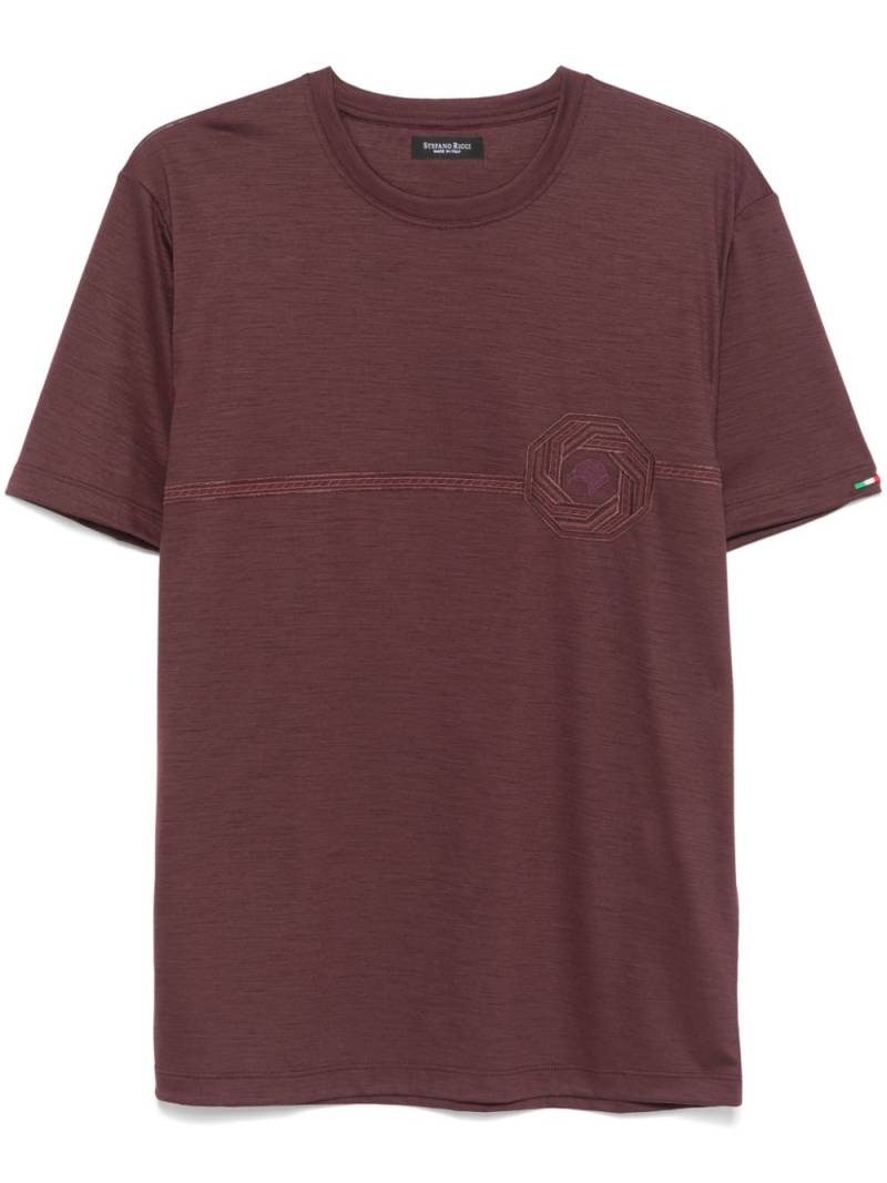 Stefano Ricci logo-embroidered T-shirt - Purple von Stefano Ricci