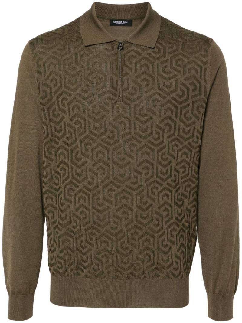 Stefano Ricci patterned-jacquard polo shirt - Green von Stefano Ricci