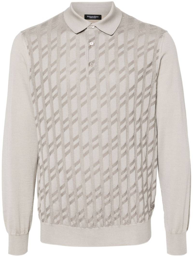 Stefano Ricci patterned-jacquard polo shirt - Grey von Stefano Ricci