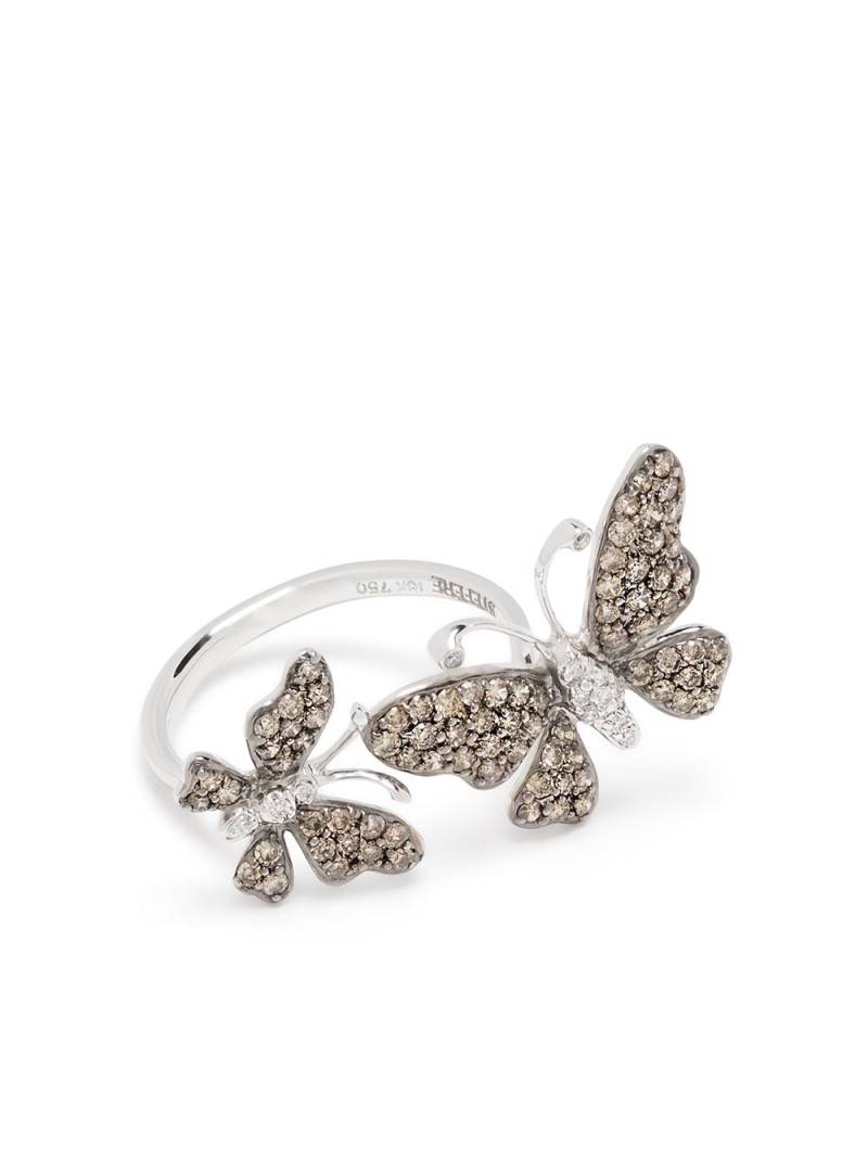 Stefere 18kt white gold diamond butterfly ring - Silver von Stefere