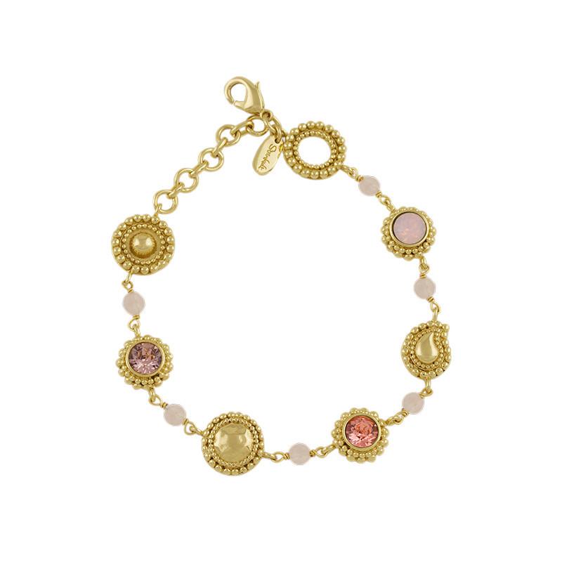 Armband Mit Kristallsteinen "sheila" Damen Pink 16cm von Steinkult