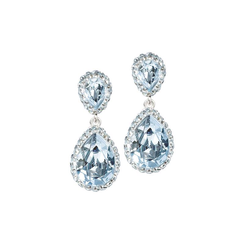 Ohrringe Mit Geschliffenen Kristallen "gala" Damen Gletscherblau 30mm von Steinkult