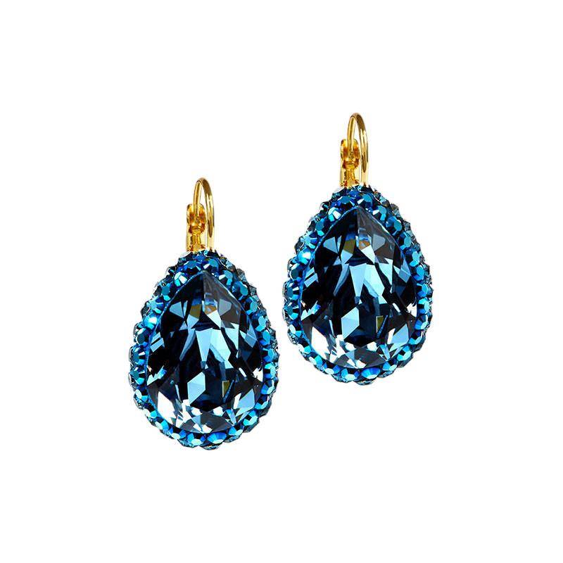 Ohrringe Mit Geschliffenen Kristallen "june" Damen Blau Denim 25mm von Steinkult