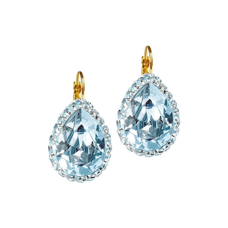 Ohrringe Mit Geschliffenen Kristallen "june" Damen Gletscherblau 25mm von Steinkult