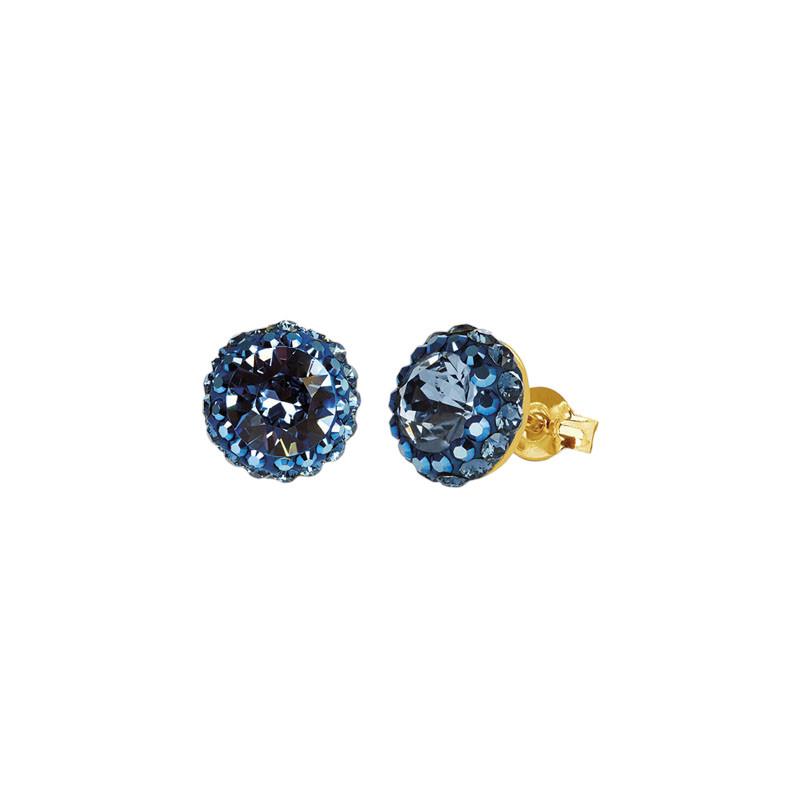 Ohrringe Mit Geschliffenen Kristallen "romy" Damen Blau Denim 10mm von Steinkult