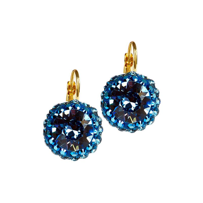 Ohrringe Mit Geschliffenen Kristallen "sia" Damen Blau Denim 10mm von Steinkult