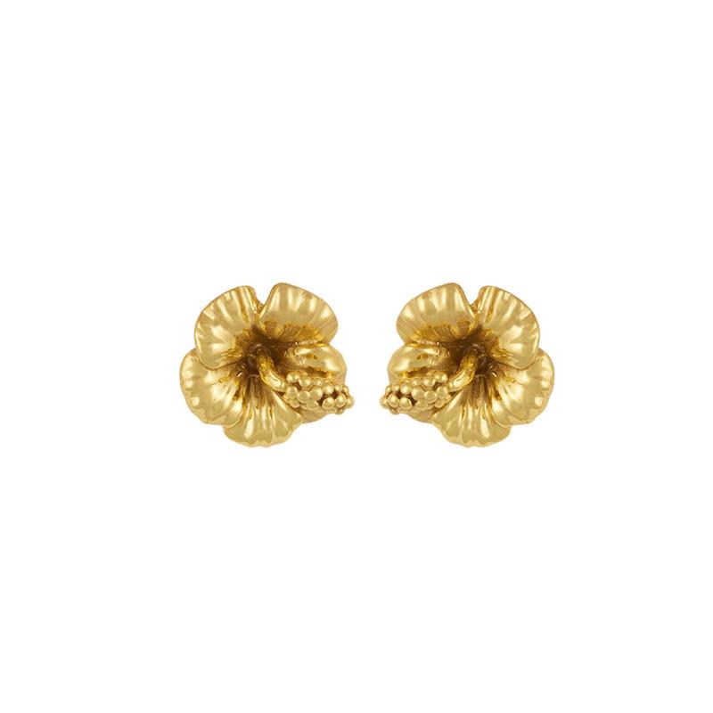 Ohrringe Vergoldet "hibiskus Fleur" Damen Gold 12mm von Steinkult