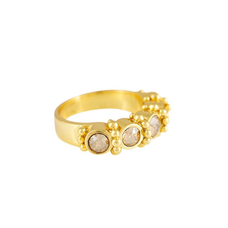 Ring Mit Steinen "mia" Damen Gold 54 von Steinkult