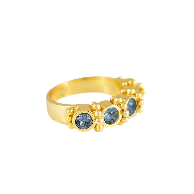 Ring Mit Steinen "mia" Damen Jeans 56 von Steinkult