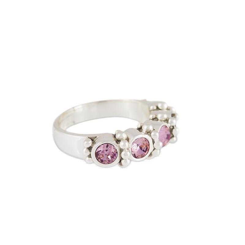 Ring Mit Steinen "mia" Damen Rosa 56 von Steinkult